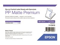 Epson Premium - die cut fanfold labels with sprockets - matte - 500 label(s) - 203 x 305 mm 7113415